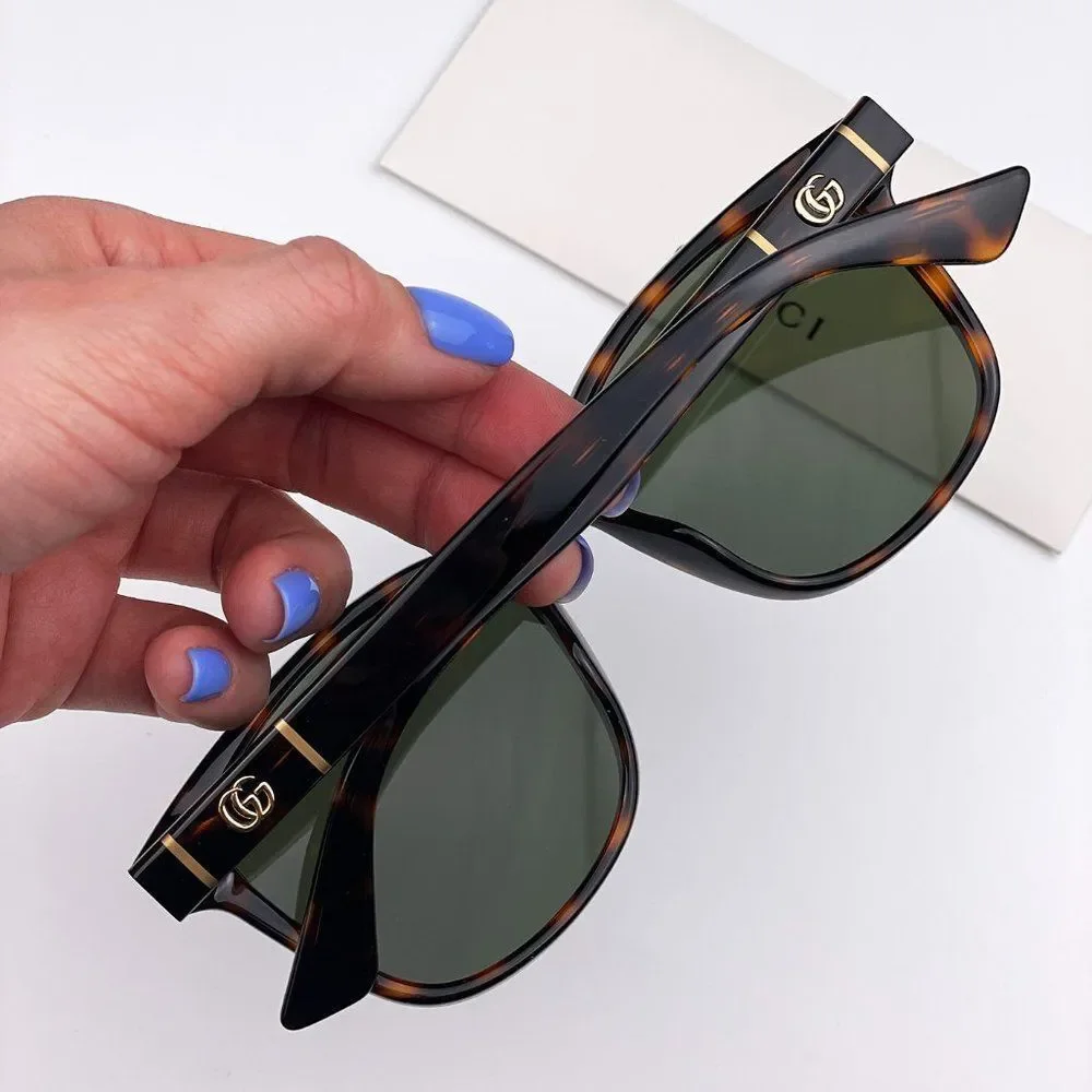 GUCCI LOGO GG0637SK 002 Sunglasses Havana Green Square Men
